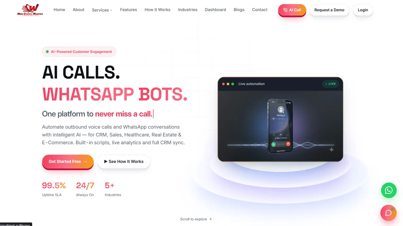 AI Call Desk: AI calls and WhatsApp bots