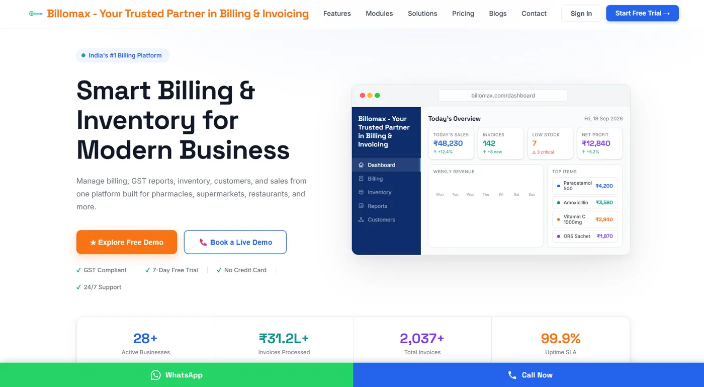 Billomax: Billing and stock in one dashboard
